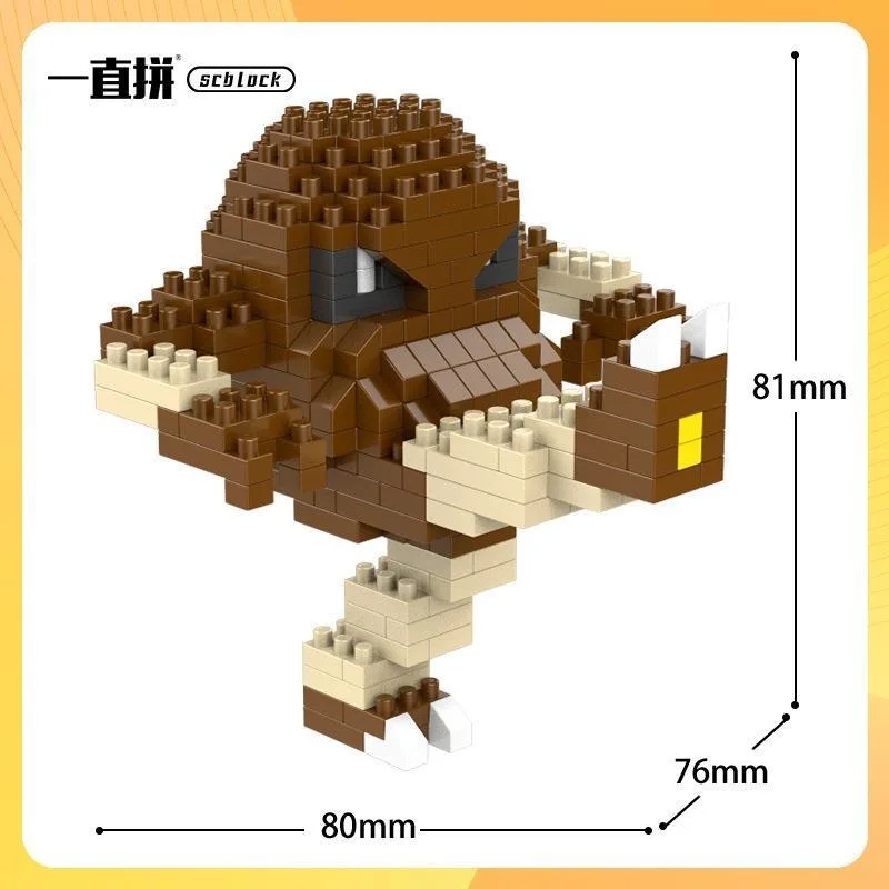 Pokemon Bausteine Kleine Cartoon Mini Block Pikachu Charizard Eevee Mewtwo Anime Montieren Action Modell Puppen Jungen Spielzeug
