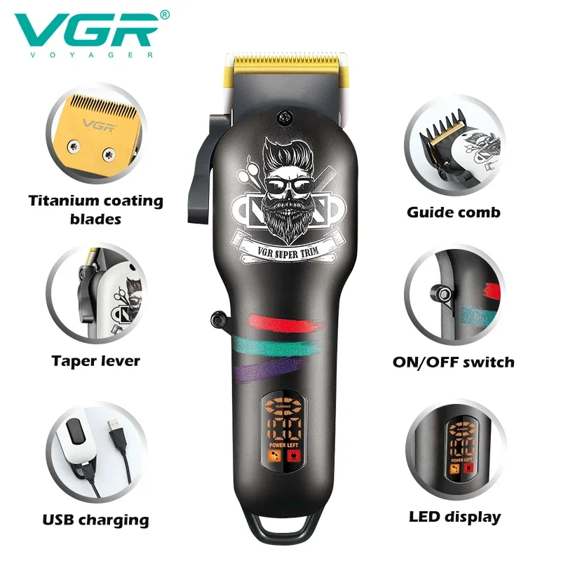 VGR Professional Hair Clipper Electric Beard and Hair Trimmer For Men Haircut Set Hair Cutting Machine Rechargeable V-699/V-971