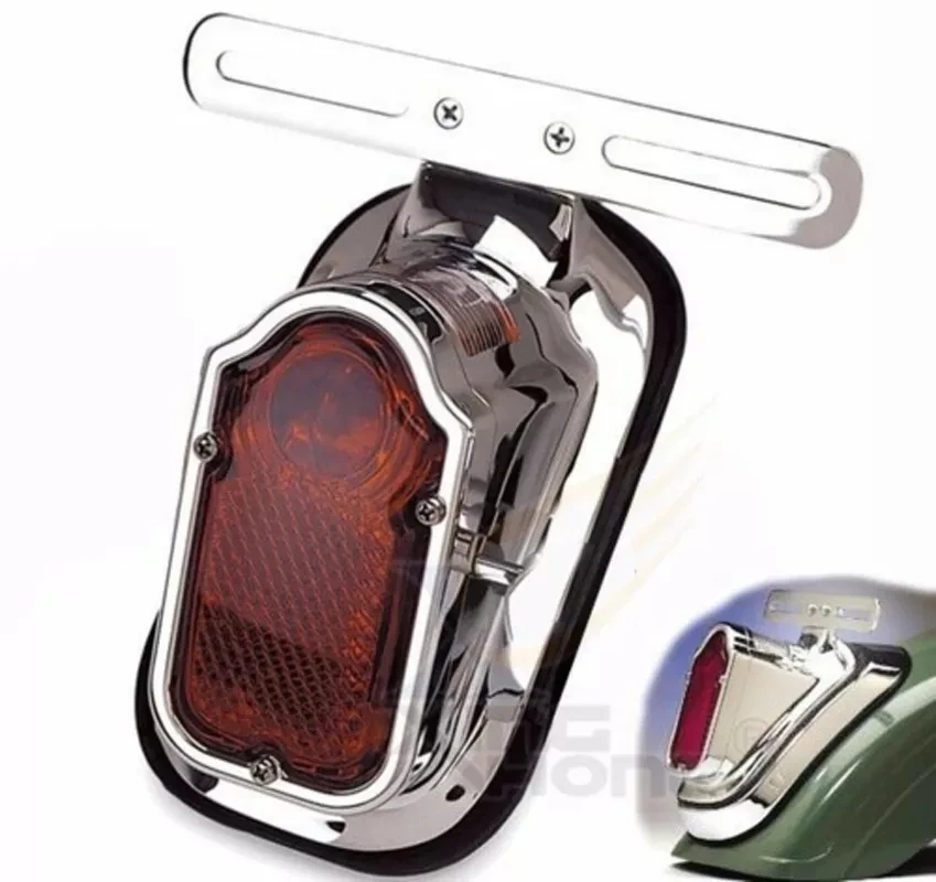 Motorcycle Chrome Red Tombstone Brake Tail Light Signal For Harley Bike Aluminiu