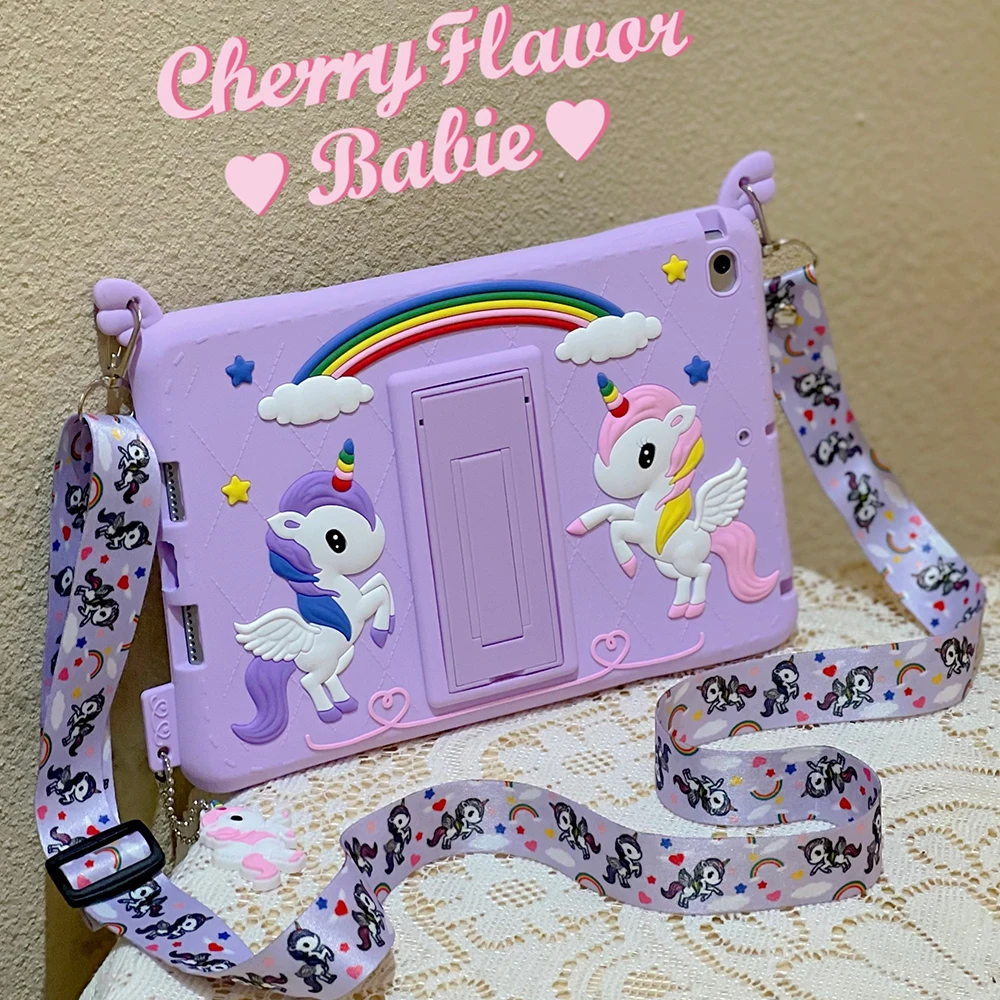 3D Unicorn Soft Case for iPad 10.2 9th 2021 8th 7th For ipad air5 air4 10.9 Air 2 Pro 11 Mini6 Mini 4 5 Kids Case With Holder