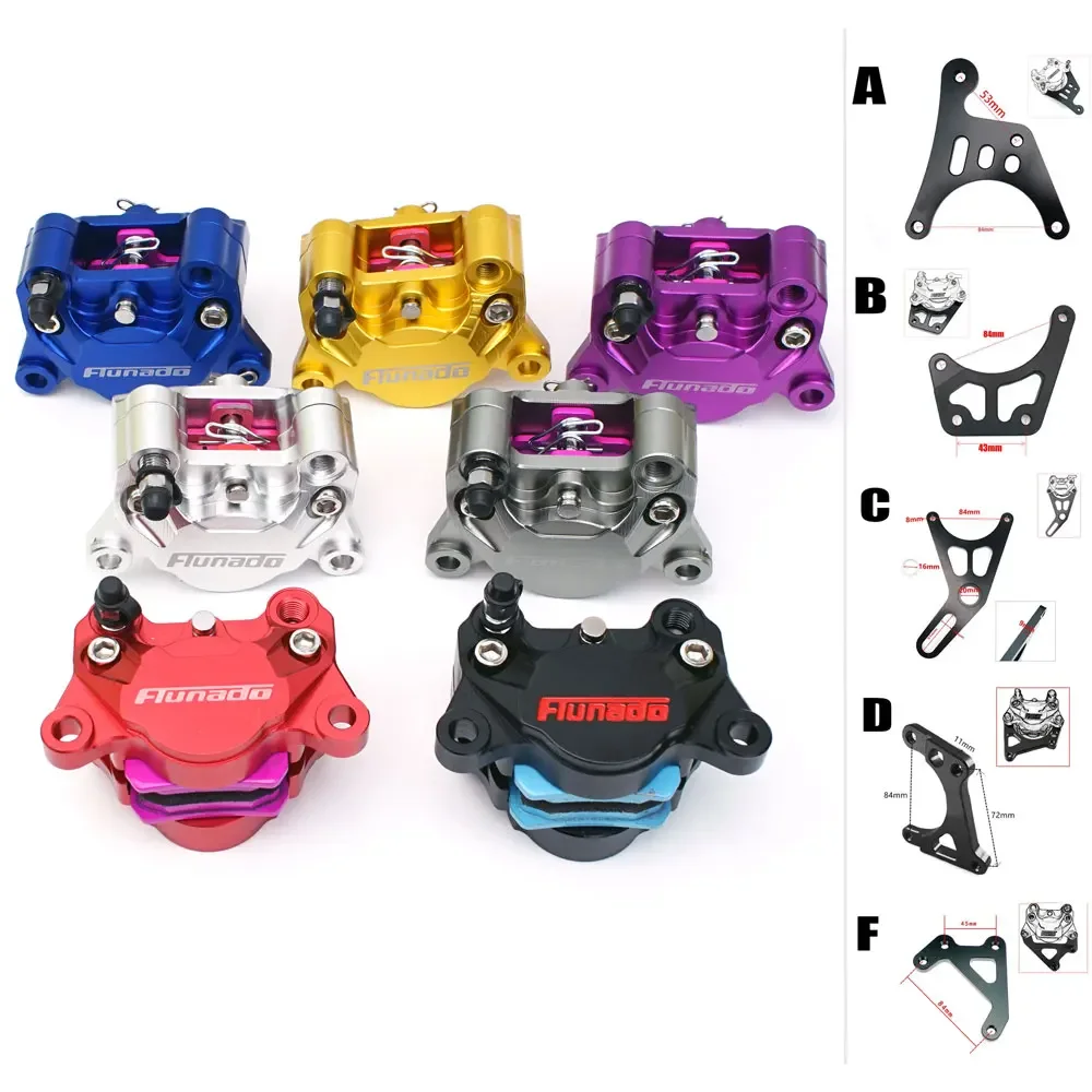 84mm Motorcycle Pitching Brake Caliper Front Rear With Adapter Bracket 2 Piston For Yamaha Fuxi JOG