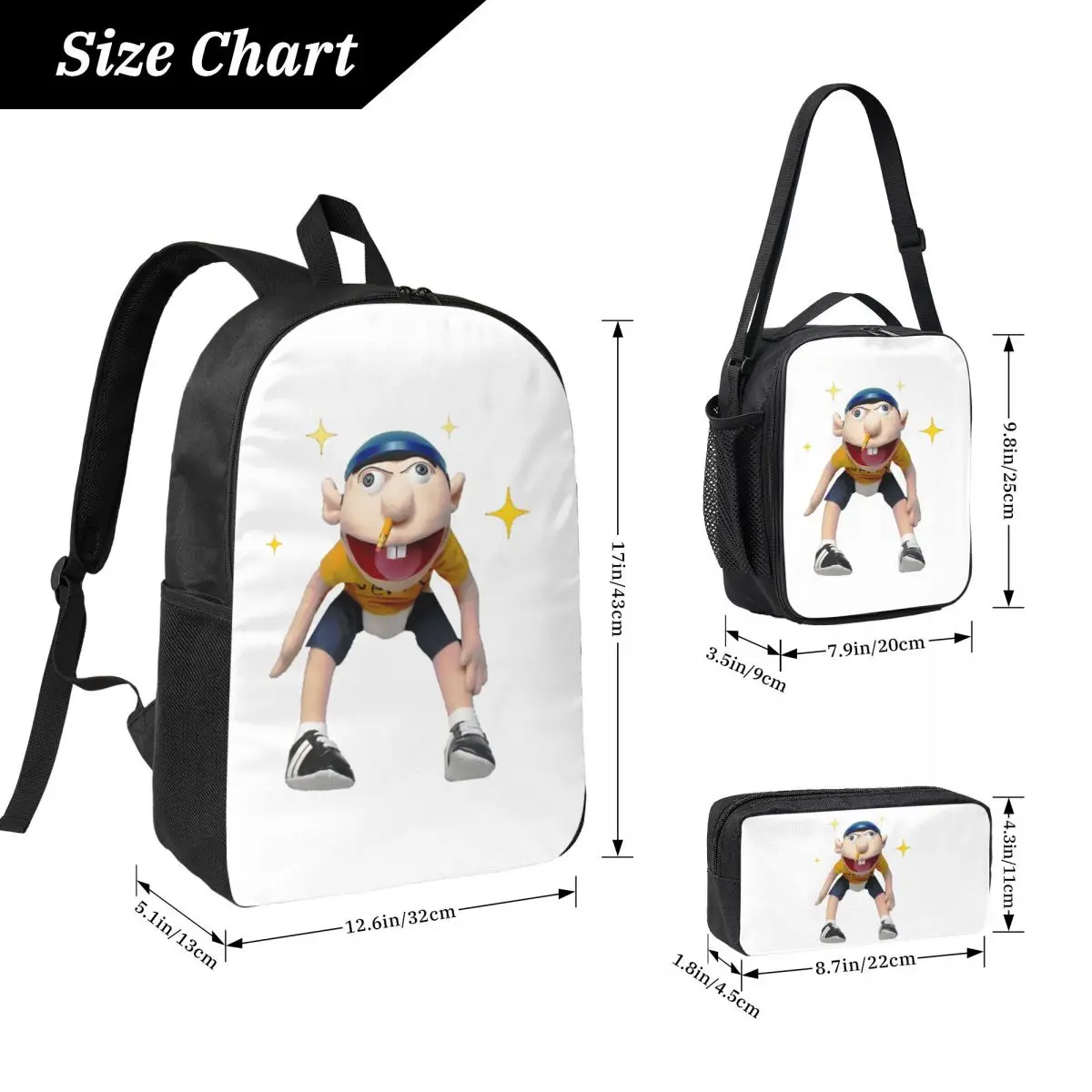 Sml Jeffy Rapper Backpack Student BookBag School Bag Laptop Shoulder Bags 3ps Insulated Lunch Bag Pencil Case
