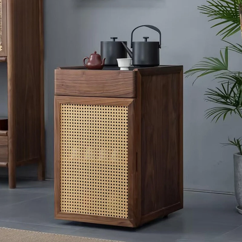 

Solid wood tea cabinet, black walnut integrated tea side cabinet, household mobile living room boiling water side cabinet