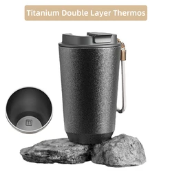 Coffee Mug Titanium Coated Thermos Tumbler Stainless Steel Thermal Cup Portable Lanyard Bottle Titan Vacuum Flasks Gourde termo