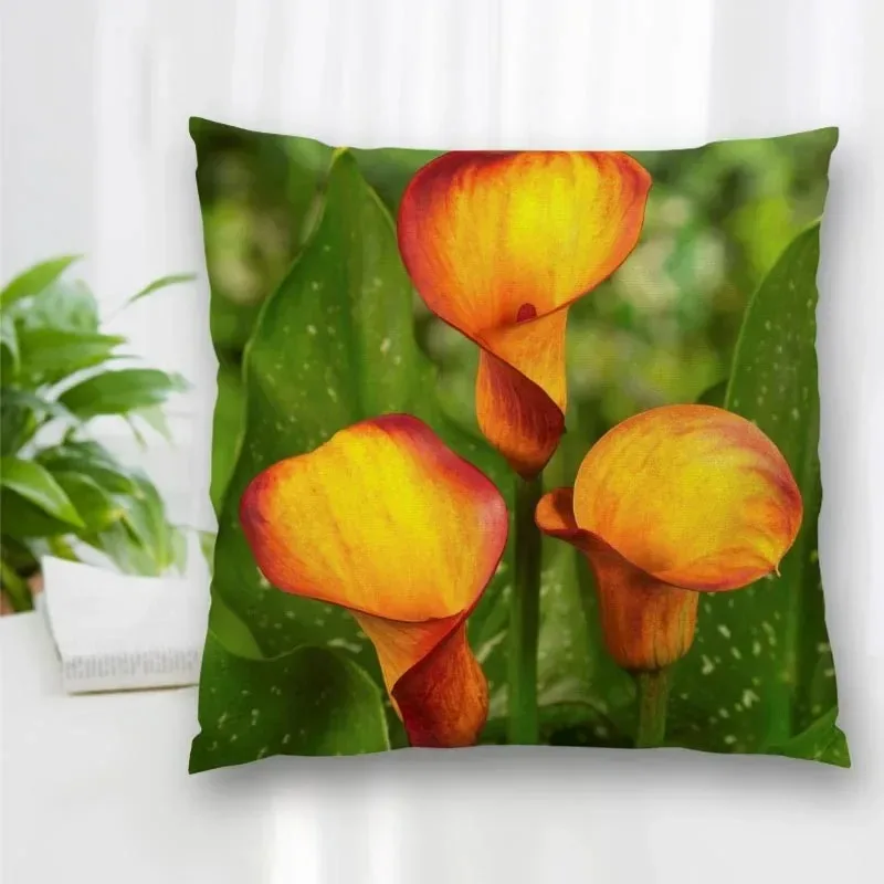 Home Office Decorative Sofa Cushion Calla Lily Pattern Pillowcase Bedroom