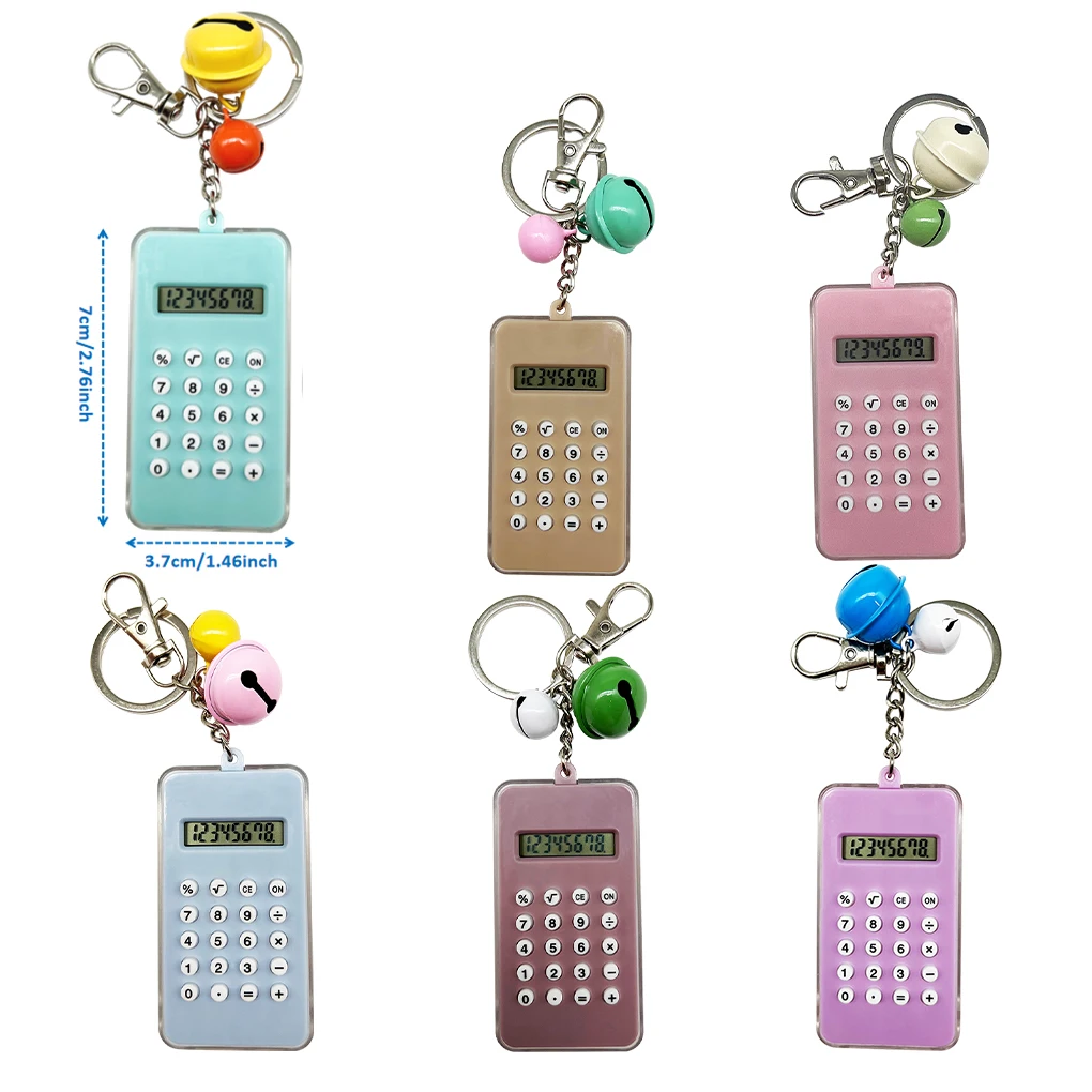 Portable Calculator with Keychain Display Pocket Counter Electronic Accounting Calculating Tool School Office Blue