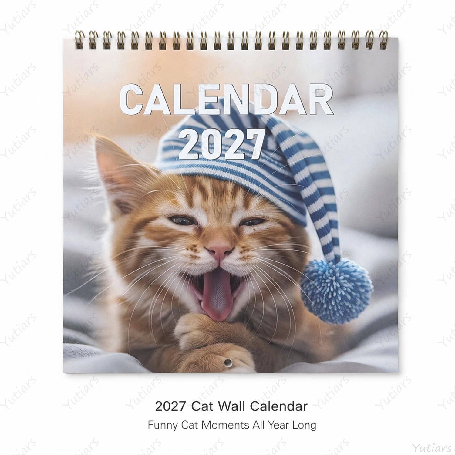 2027 Cat Wall Calendar Funny Cute Cat Photos Monthly Calendar Square Hanging Calendar Home Office Decor Gift For Cat Lovers