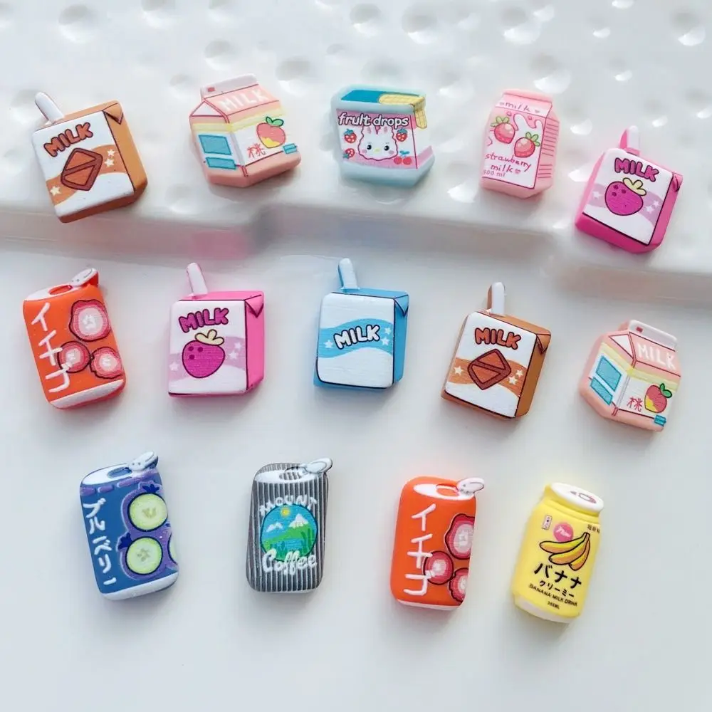 10PCS Dollhouse Kitchen Resin Milk Miniature Model Milk Drink Model Diy Accessories for Phone Case Hair Clip Decorative Sticker