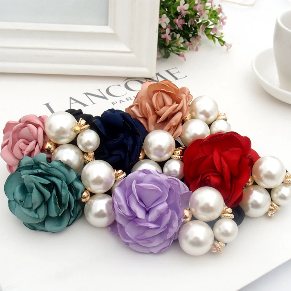 Korean Fashion Rose Hair Tie Women High Elastic Hair Bands Scrunchies Ponytail Holder Fashion Headwear Jewelry Decor Hair Ring