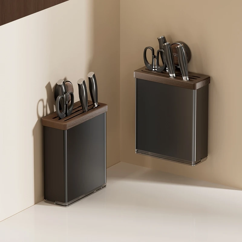 UFORU Wall Mounted Knife Holder Multi-Slot Kitchen Storage Organizer Utensil Rack for Home Kitchen