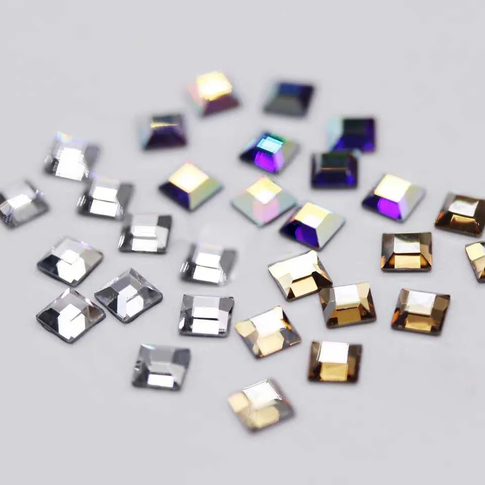 Strass en verre japonais super brillants, diamant de forme carrée, plat astronomique, dos plat non correctif, biscuits d'art d'ongle, 3mm, 20 pièces