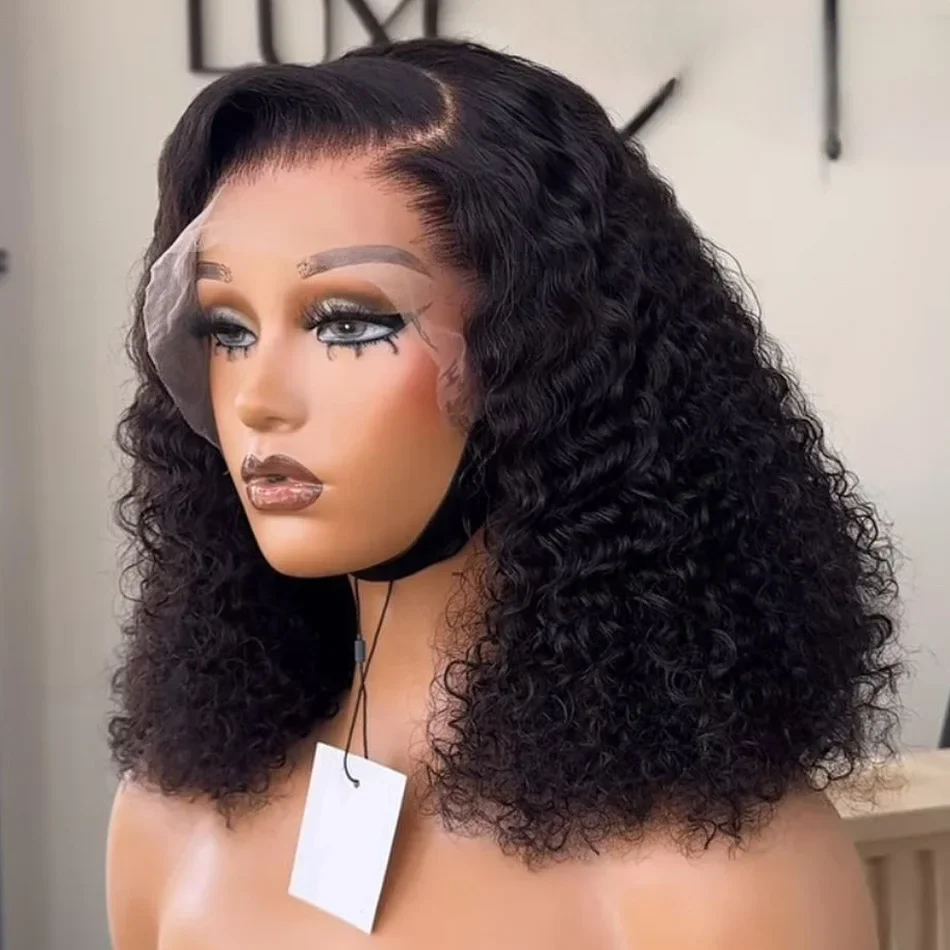 230% Brazilian Human Hair Wig Deep Wave Short Bob Wig Kinky Curly 13X4 HD Lace Frontal Wig Human Hair Wigs For Black Women