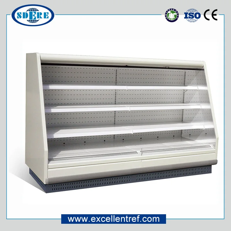 Refrigerador fresco de frutas y verduras, escaparate de exhibición Vertical, enfriador abierto
