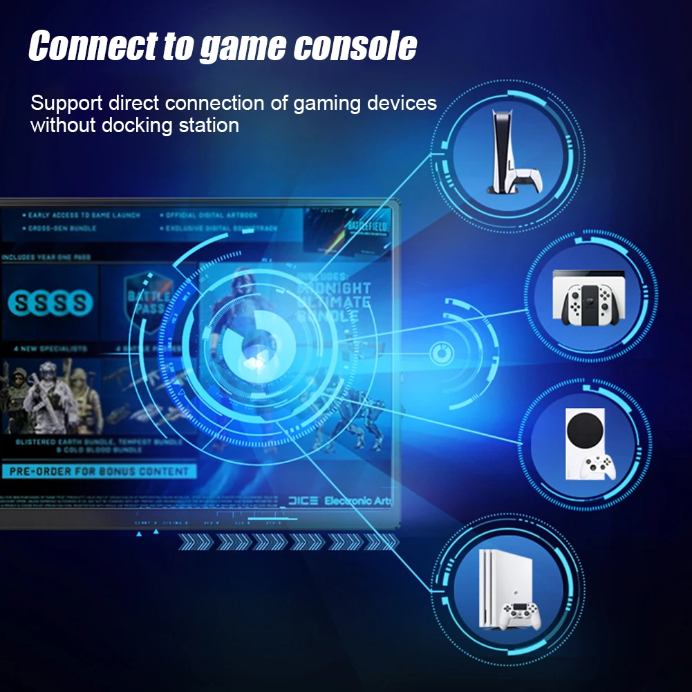 

10.5In Display Screen HDMI-compatible Portable IPS Monitor Built-in Speaker LCD Screen High Definition for Switch Phone
