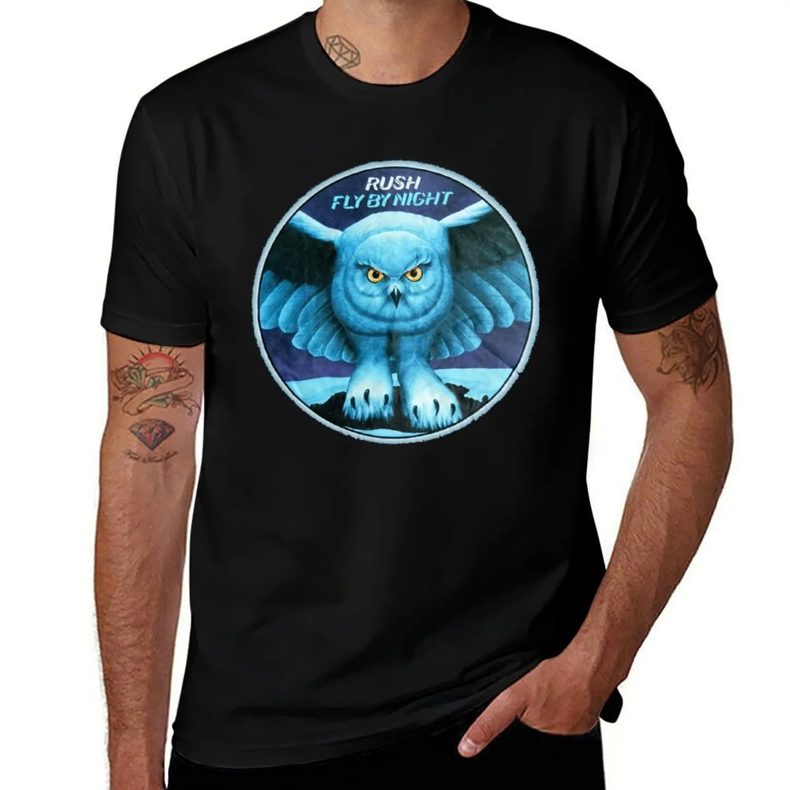 

rúsh rock band Blues owl T-Shirt man t shirt summer funny t shirts man T-Shirt