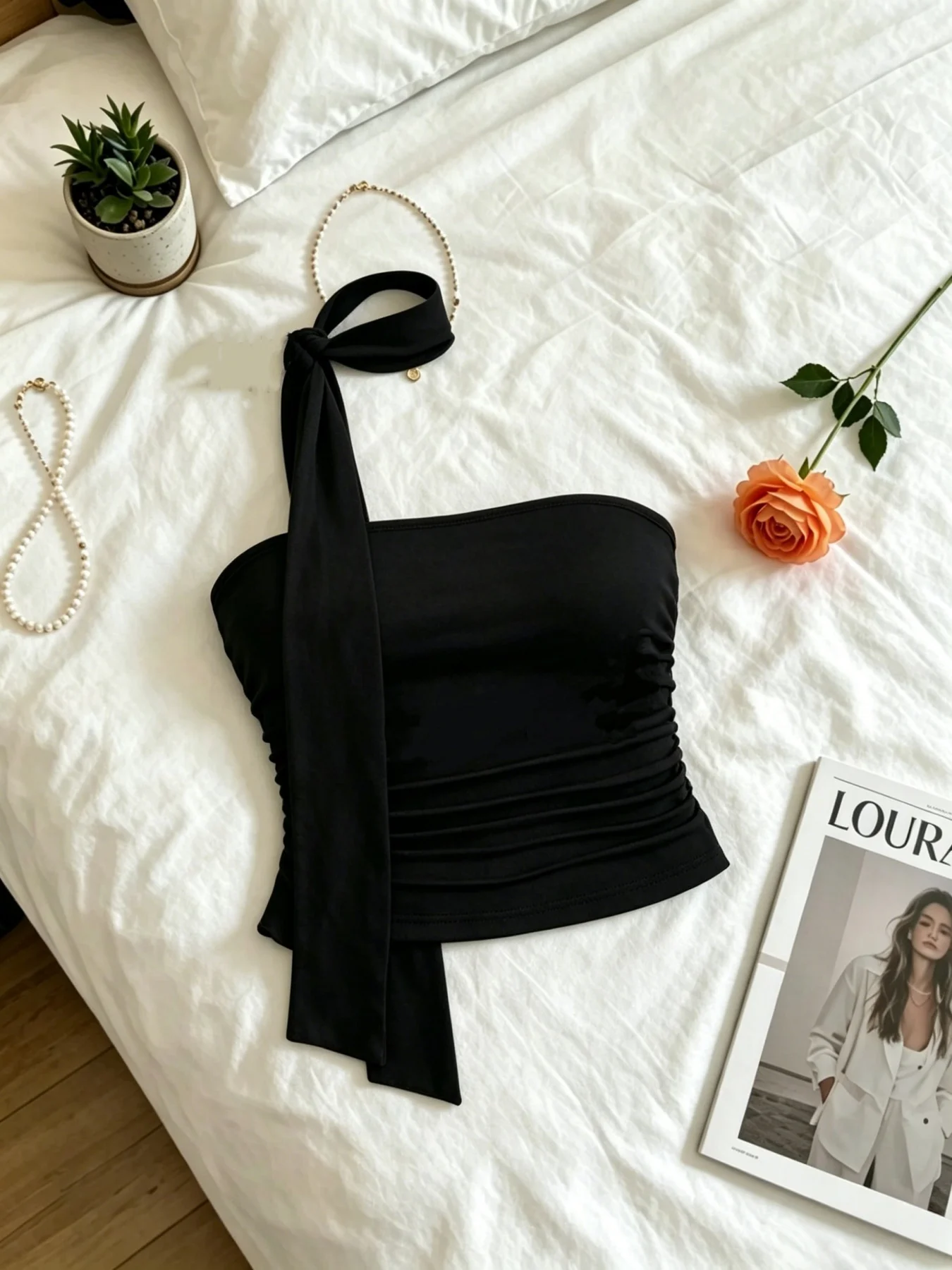 3 Pack Multi-color Women One Side Long Tie Halter Bandeau Top Side Ruched Slim Fit Cropped Sleeveless Cami Top 2026 Summer Elega