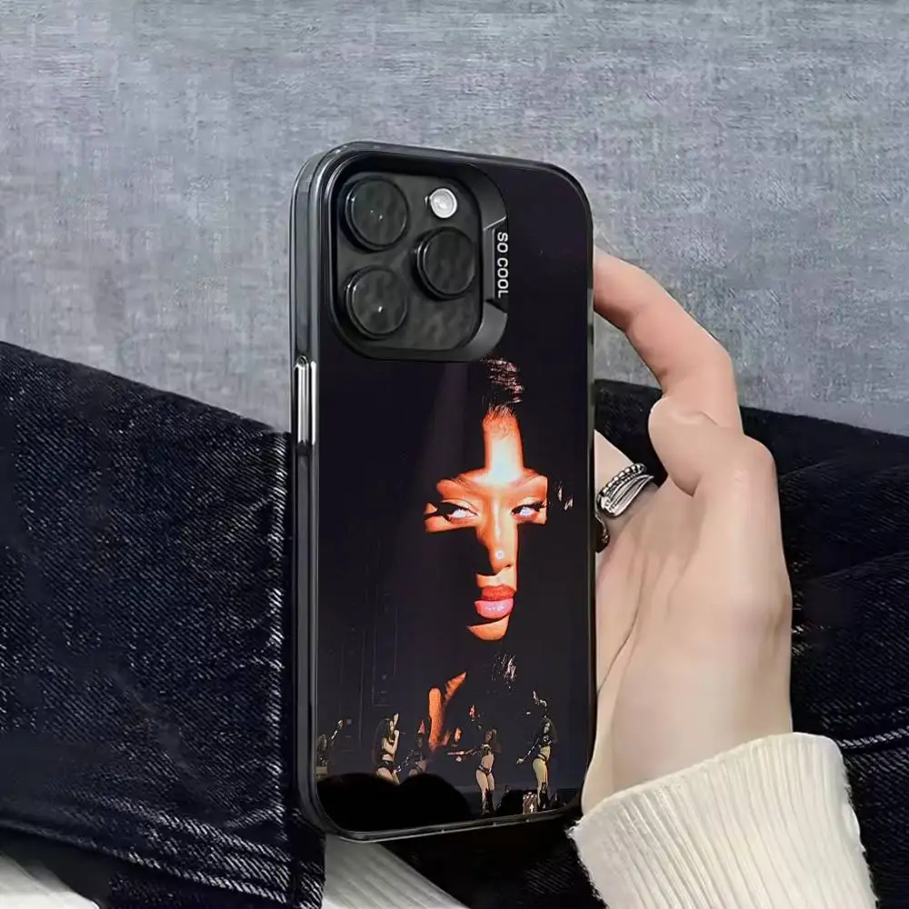 حافظة هاتف لهاتف آيفون 17,16,15,14,13,12,11,Pro,Max,Plus,E,SE4,Air,Mini Black IMD M-Megan Thee Stallion Cross Cover