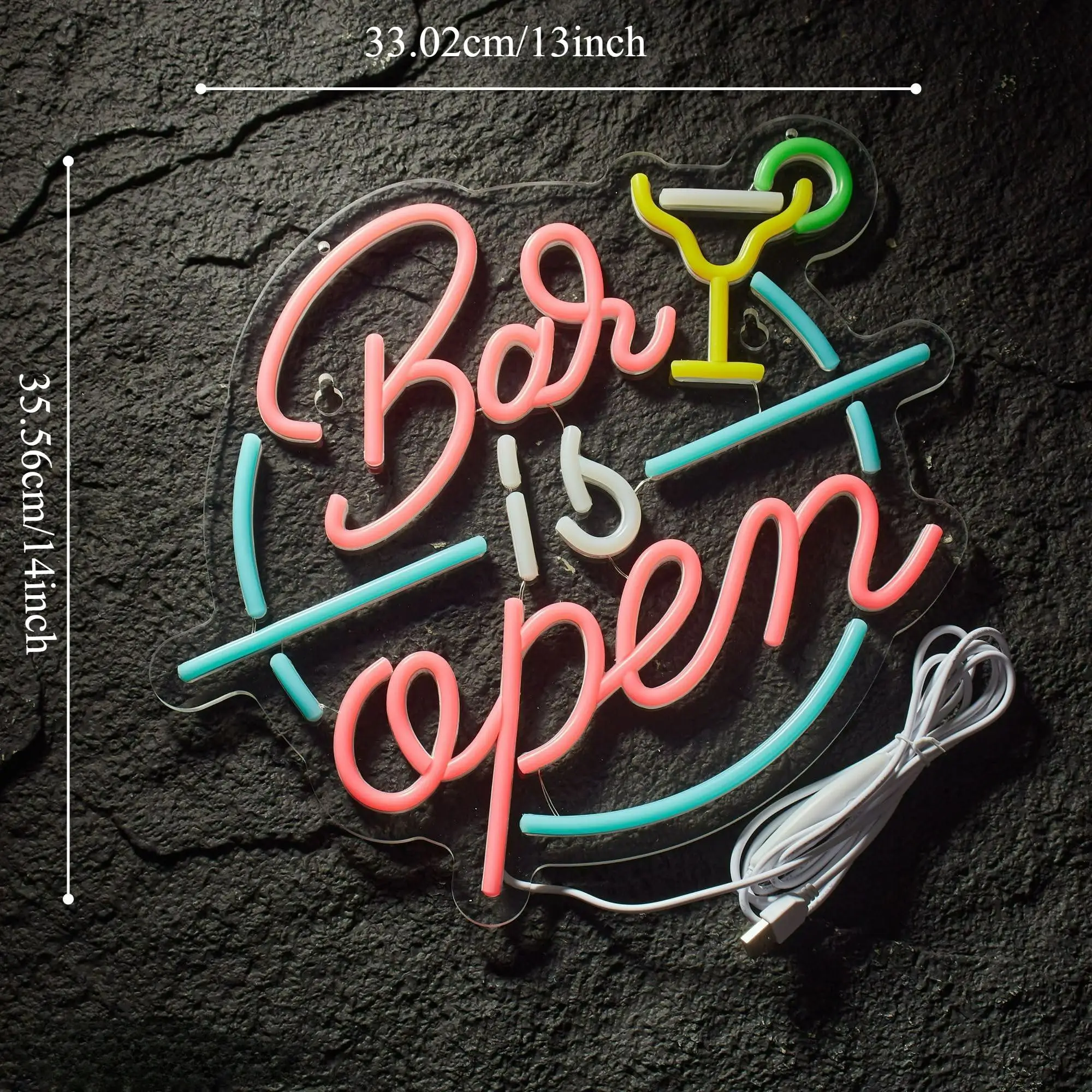 Letrero de neón abierto para decoración de pared, barra de cerveza abierta, letreros de iluminación LED con atenuador para Pub, fiesta, salón, cueva de hombre, decoración artística para habitación, regalo