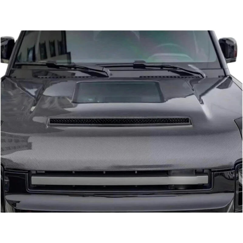 Suitable for the New  Defender Defender Modified Hood with Dry Carbon Fiber Transparent Hood Single Piece Installation