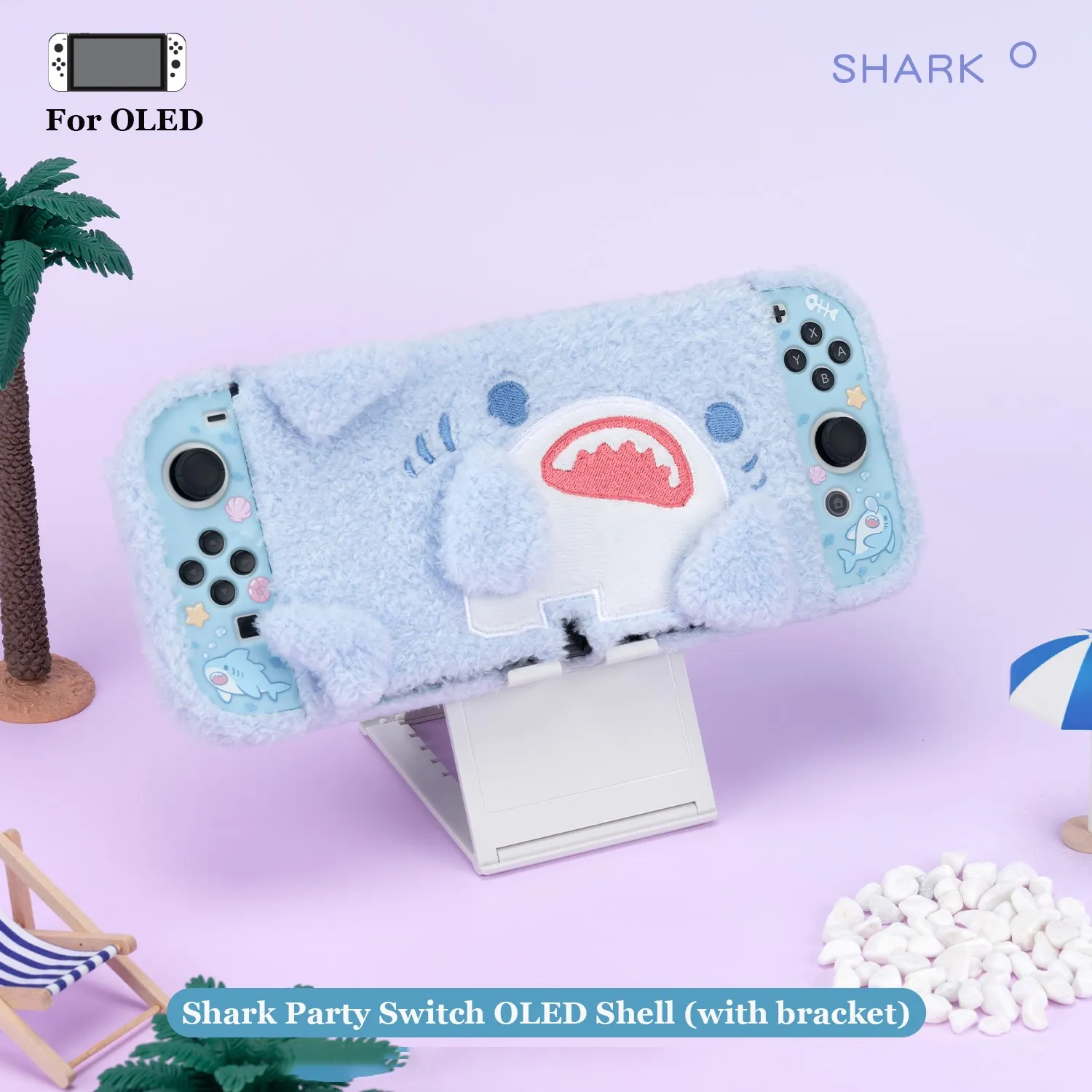 Geekshare-carcasa protectora de felpa para Nintendo Switch o Switch, bonita funda Oled, oso, conejito, alce, regalo de Navidad, Invierno