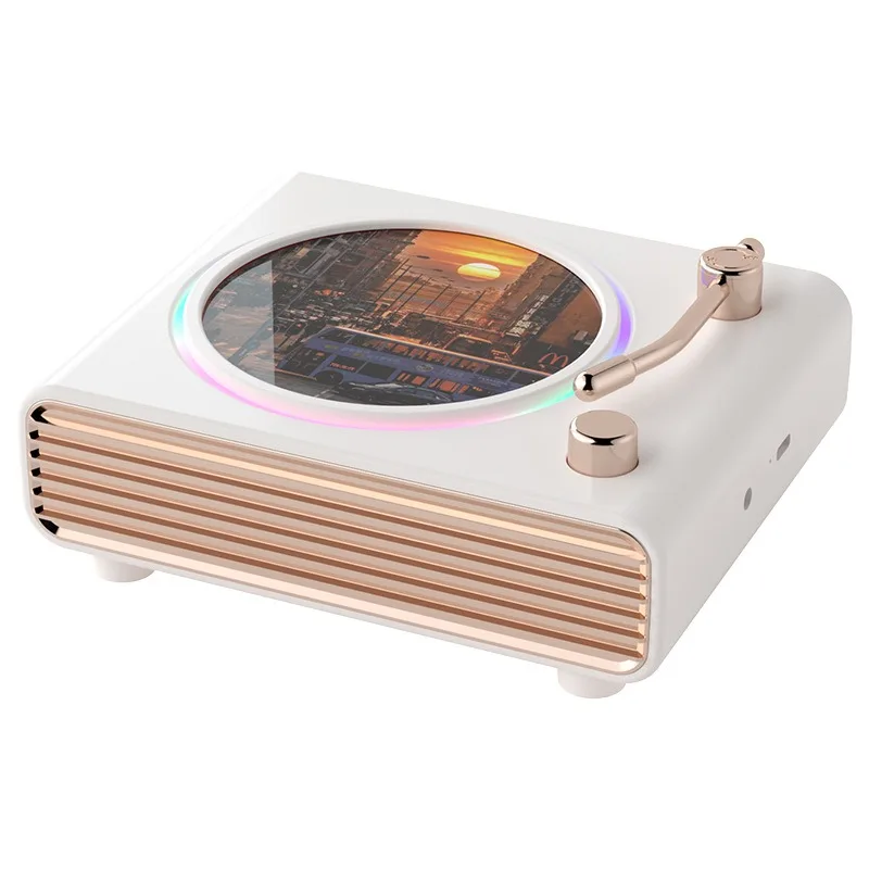 Retro Bluetooth speaker, rotary record player, ambient light, wireless computer