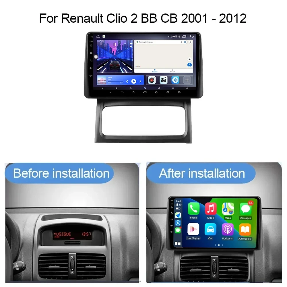 4G WIFI Android For Renault Clio 2 BB CB 2001-2012 Carplay Autoradio Car Radio Multimedia Video Player GPS Navigation Head Unit