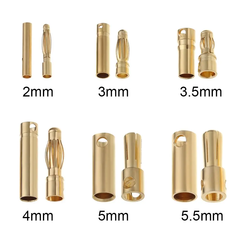 Akcesoria do trąbki 2/3/3.5/4/5/5.5mm do modeli samolotów, wtyki męskie i żeńskie, wtyk typu bullet, wtyk bananowy, złącze baterii RC, wysoki prąd