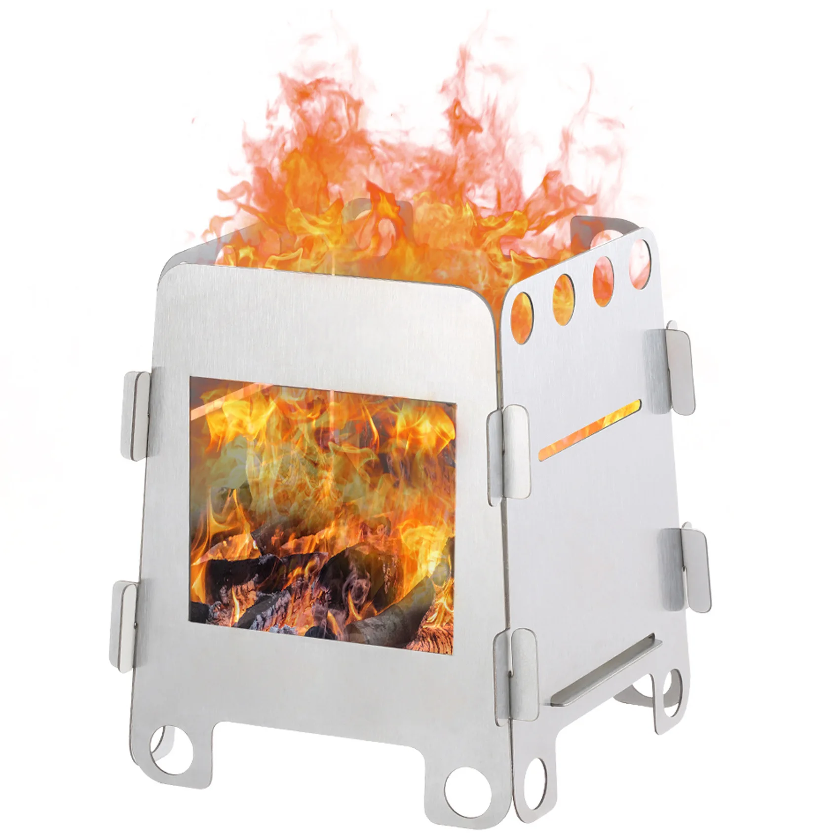 

Spot stainless steel card stove plus alcohol plate outdoor picnic removable barbecue stove portable heating stove wholesale