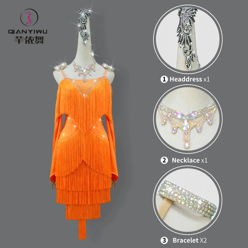 2025 Womens Latin Dance Dress Stage Costume Female Tassel Suit Ballroom Competition Clothing Girls Party Samba Dancewear Parties