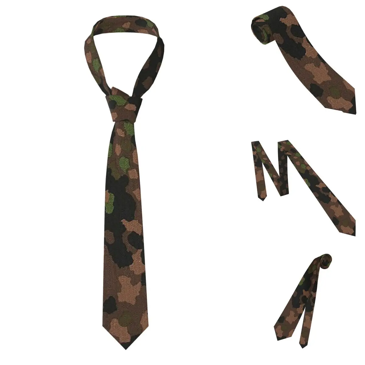 Dot 44 German WW2 Camouflage Pattern Necktie for Men Silk Polyester 8 cm Neck Ties Party Accessories Tie Classic Gravatas