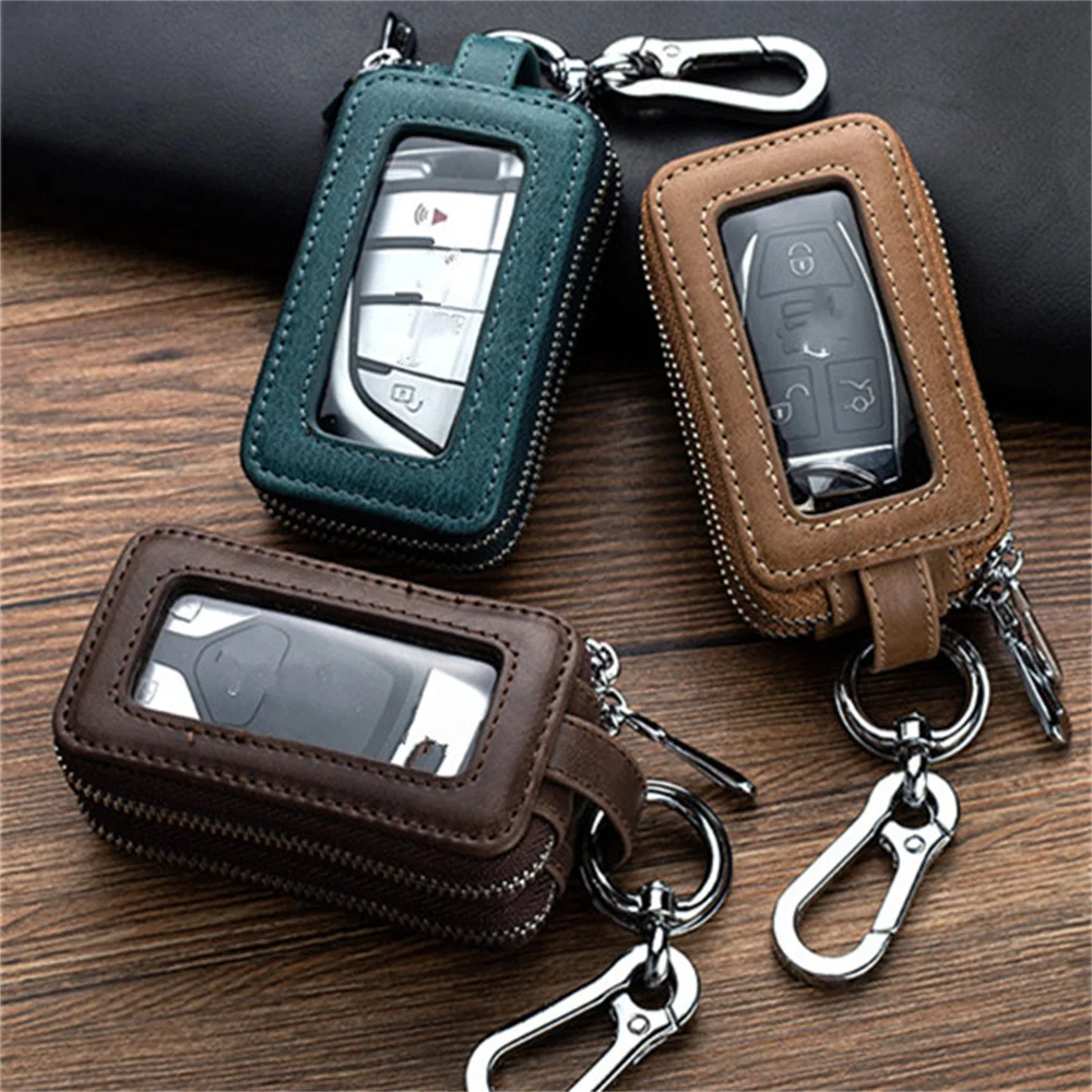 

Car Keychain Covers Men Key Holder Leather Car Key Wallets Housekeeper Keys Organizer Zipper Key Case Bag Unisex Pouch