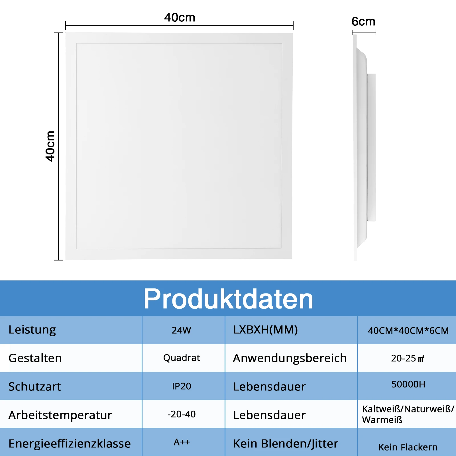 Picture 9: LED Ceiling Light Panel, 40x40 cm Flat Dimmable Ceiling Lamp with Remote Control, 24W Ceiling Panel Light with Memory Function, 2700K-6500K LED Light Panel for Living Room, Hallway, Bedroom