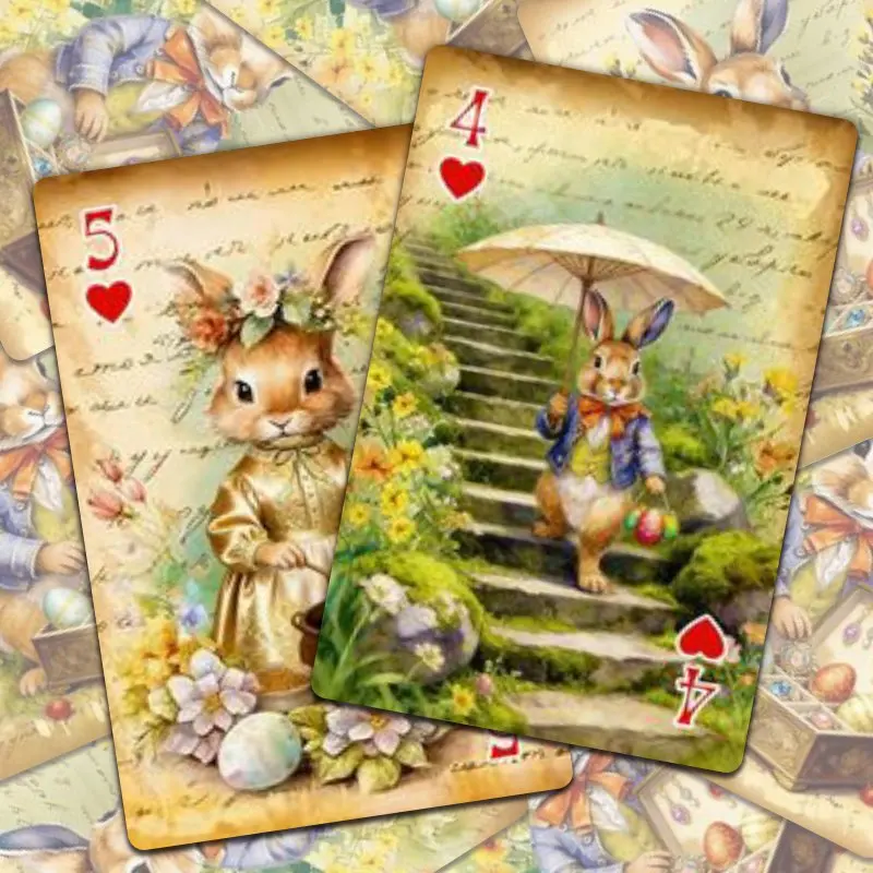 54pcs Bicycle Playing Cards, Poker Deck with Vintage Rabbit  Interesting Card Decks for Family Game Night Party Games