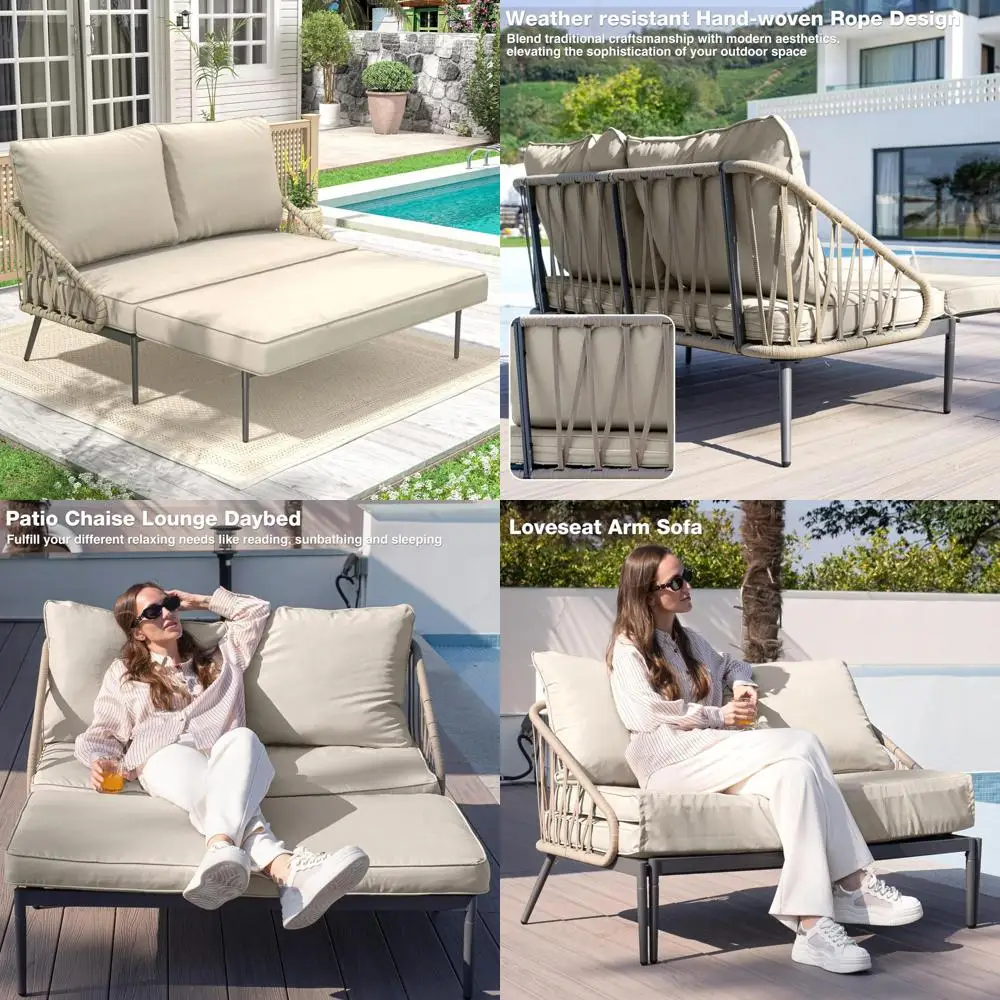 eorthex outdoor 3-piece patio set, wicker sofa with ottomans, all-weather rattan furniture, comfortable seating for backyard, ga