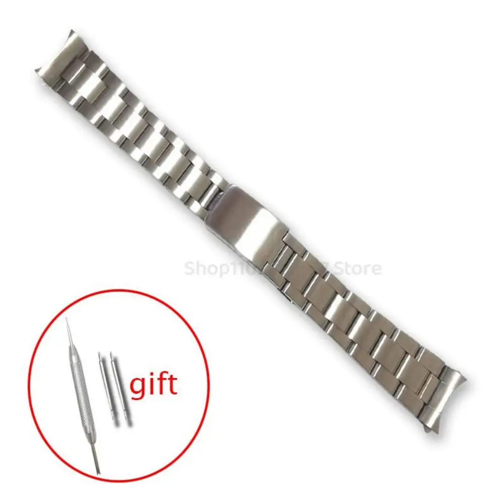 18mm 19mm 20mm 316L Stainless Steel Silver Vintage Oyster Curved End Watch Band Strap Fits for RLX 1501 5500 16033 16013