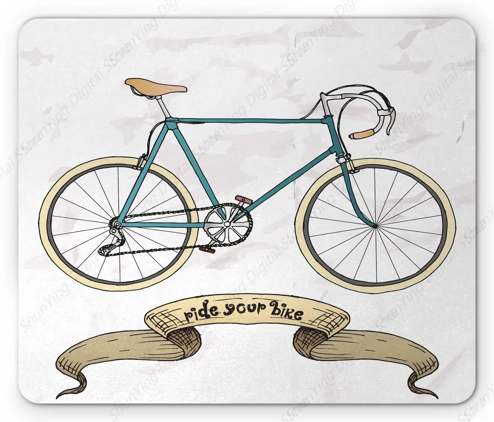 

Mouse Pad Cycling Theme Hip-Hop Hand-Painted Bicycle And Ribbon Printed Non Slip Rubber Computer Game Mouse Pad 25*30cm