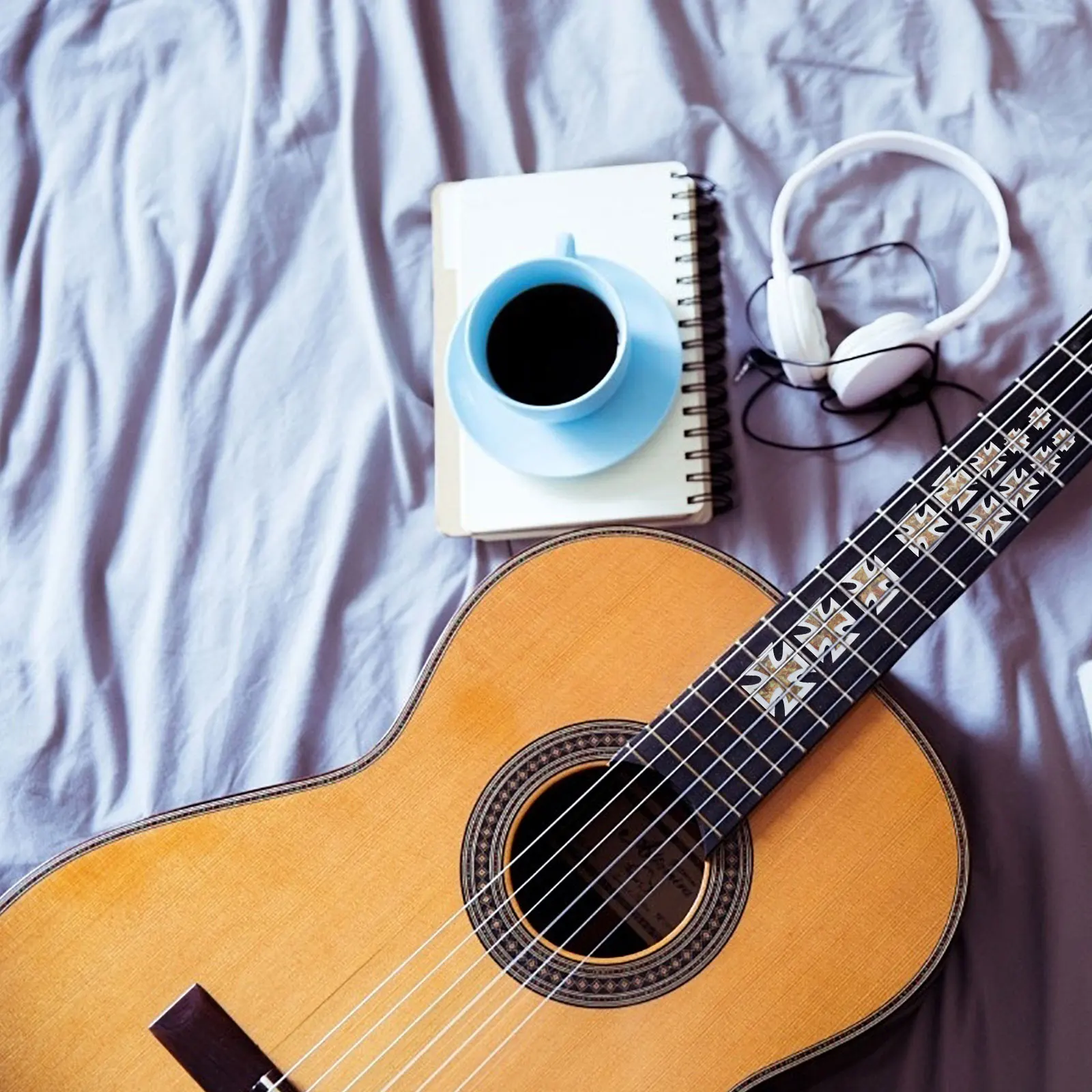 

3 pcs Waterproof Guitar Fingerboard Stickers Retro Creative Decals Durable Sweat-Proof For Electric Acoustic Instruments