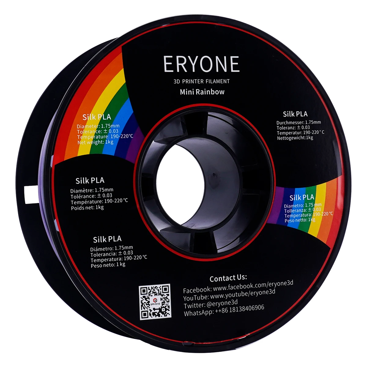 ERYONE Mini filamento PLA arcoíris 1KG para impresión 3D 1,75mm +-0,03mm tolerancia para impresora 3D/bolígrafo impresora 3D Color arcoíris nuevo