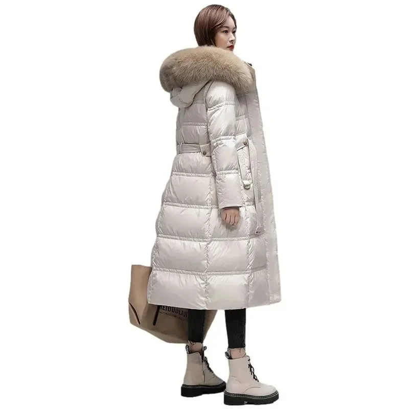 Winter Long Down Jacket For women 2024 New Thicken Fashion Fox fur collar Hooded Puffer Coat Female Hooded Warm Parka Overcoat