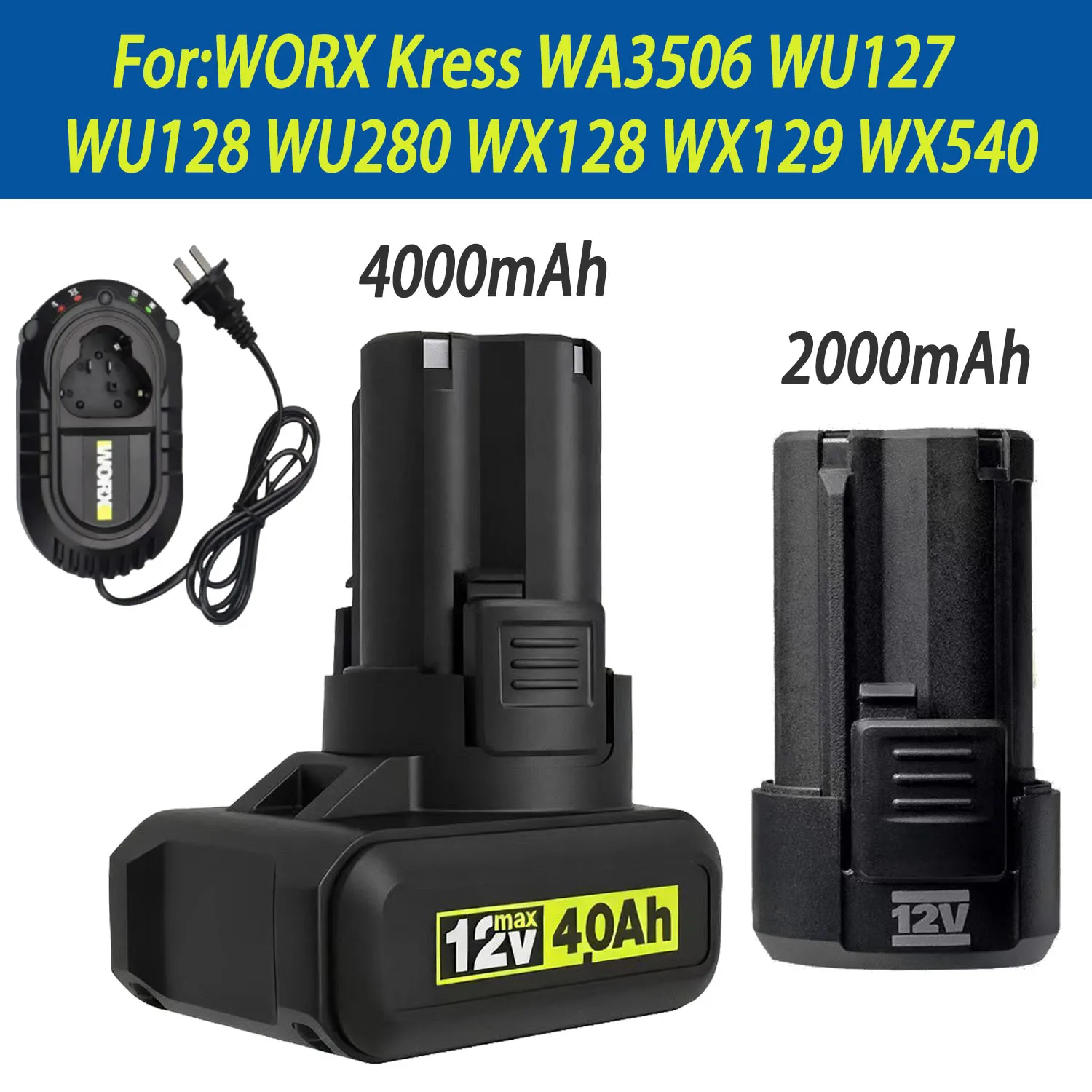 

100% новый оригинальный аккумулятор 2,0/4,0 Ач для WORX Kress 12 В WA3506 WU127 WU128 WU130 WU131X WU132 WU280 WX128 WX540