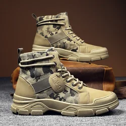 Autumn New Boots for Men Camouflage Desert Boots High-top Sneakers Non-slip Work Shoes for Men Buty Robocze Meskie