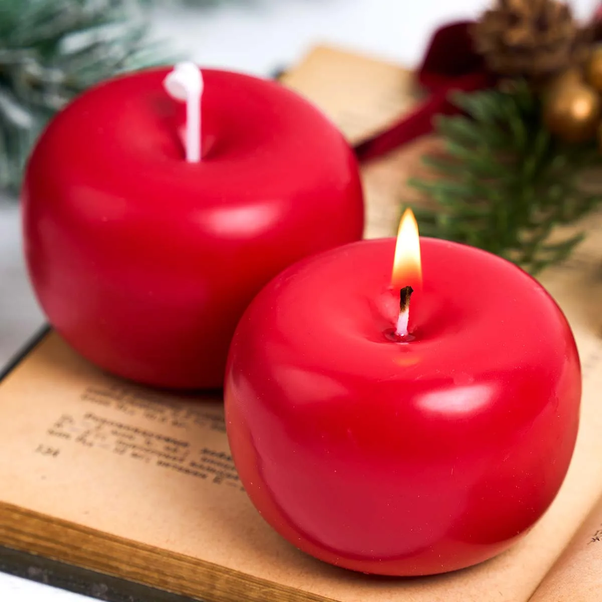 Christmas Apple Silicone Candle Mold DIY Simulation Apple-Shaped Scented Candles Soap Molds Plaster Resin Craft Making Home Deco