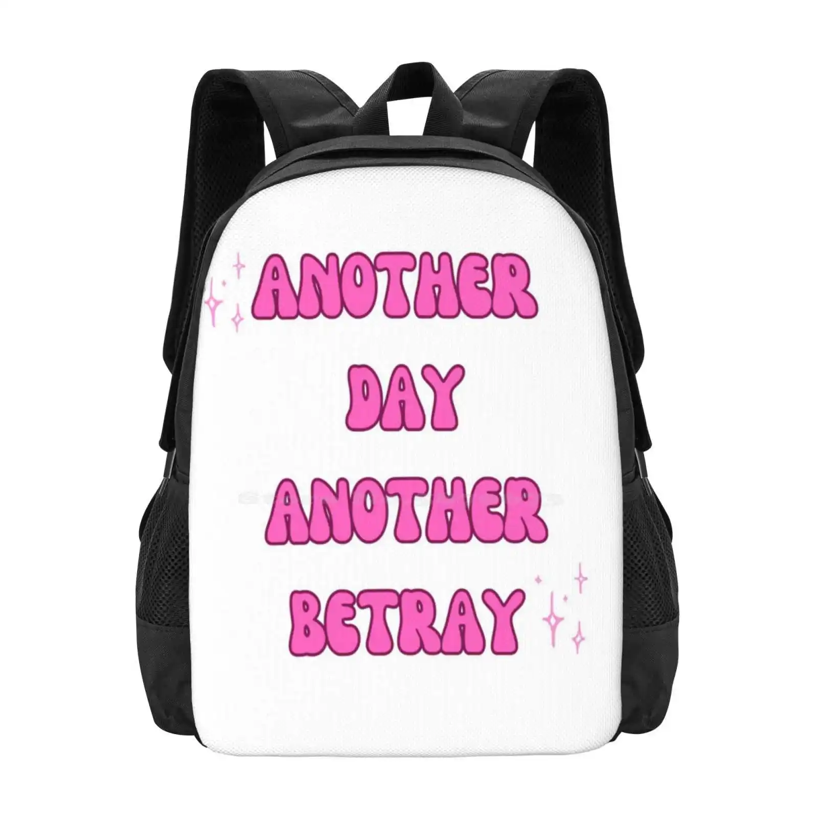 Another Day Another Betray Trope Hot Sale Schoolbag Backpack Fashion Bags Relatable Quote Funny Aesthetic Cool Meme Trendy Pink