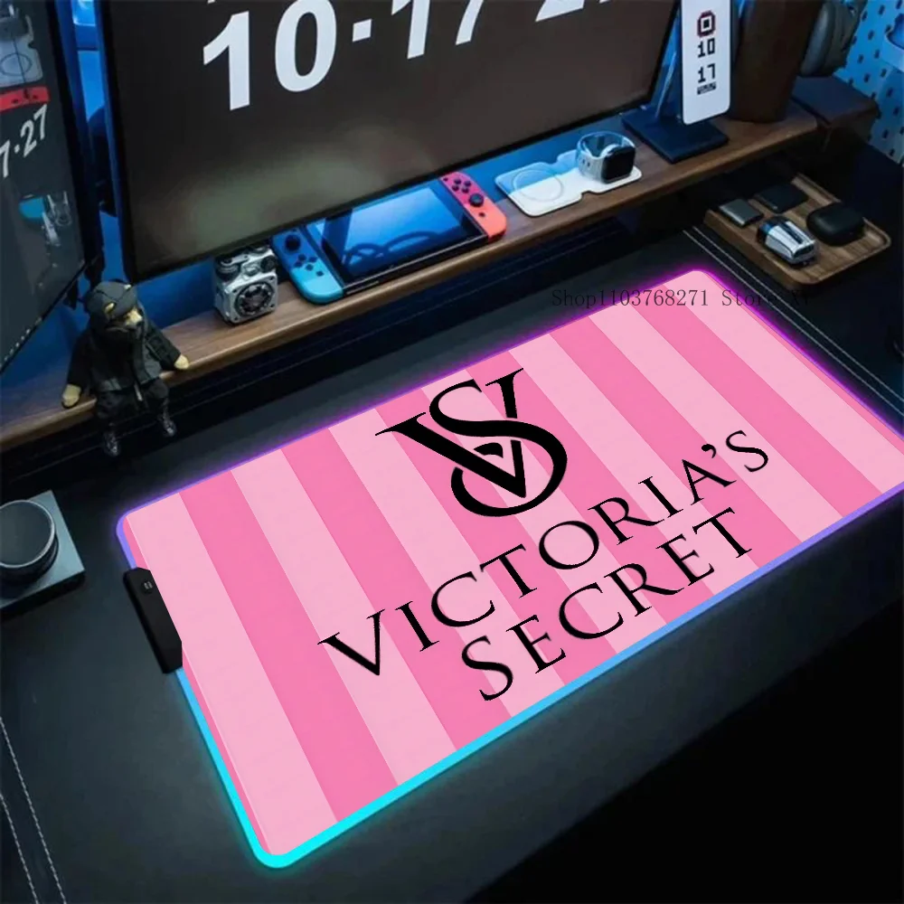 Fashion Pink S-Secrets Mousepad XXL RGB Gaming Mouse Pads HD Black Gamer Accessories Large LED