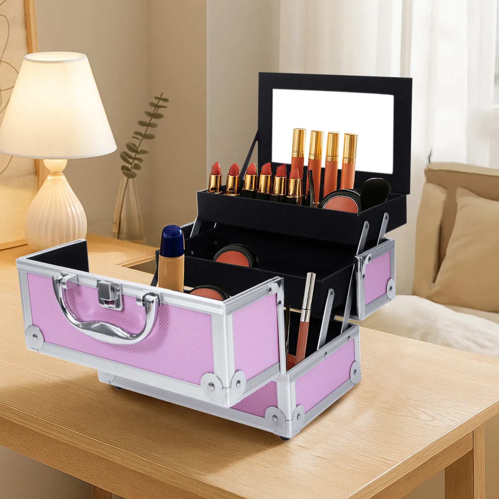 Pink Aluminum Alloy Makeup Cas - Travel Accessories Pink recension och pris