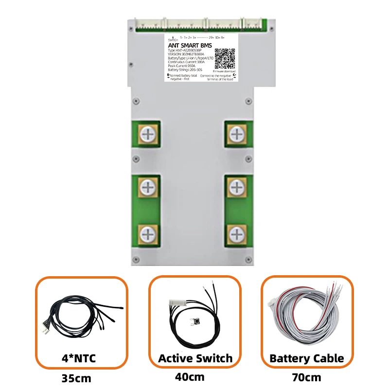 ANT BMS 20S 24S 26S 27S 30S Smart Balance Li-ion LiFePo4 LTO Battery 170A 230A 420A 1050A Bluetooth Wbudowany 72V 84V