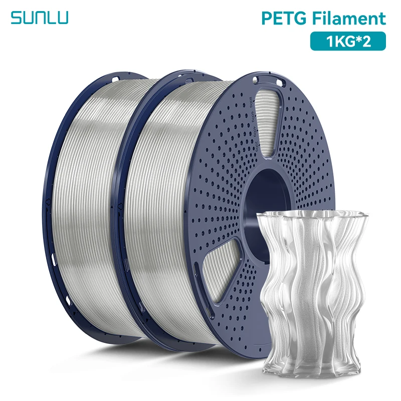 SUNLU PETG-Filament, 1 kg, 3D-Material, 1,75 mm, ordentlich verstopft, frei von Blasen, geruchlos, umweltfreundlich, helle Farbe