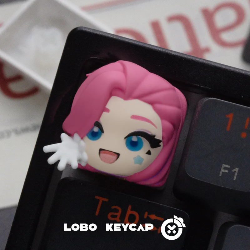 League of Legends Cartoon Keycap Game Characters Jinx Yuumi Creative 3D Resin Keycap Suitable Mechanical Keyboard Anime Gift