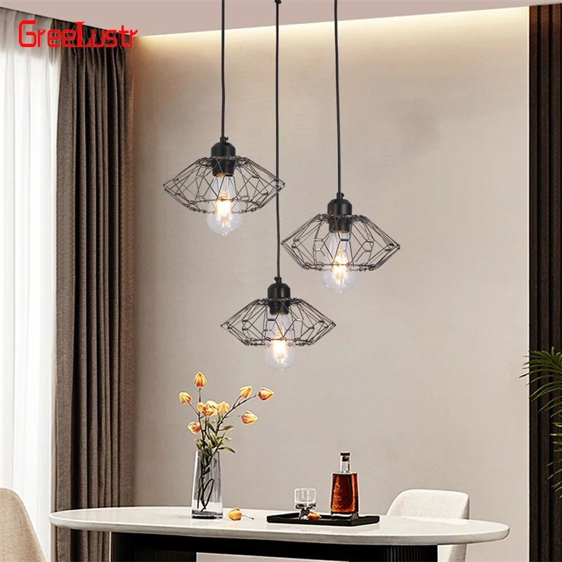 

Retro Wrought Iron Indoor Chandelier Deformable Lampshade Ceiling Lamp E27 Bulb Home Decor Lamp Industrial Style Pendant Lights