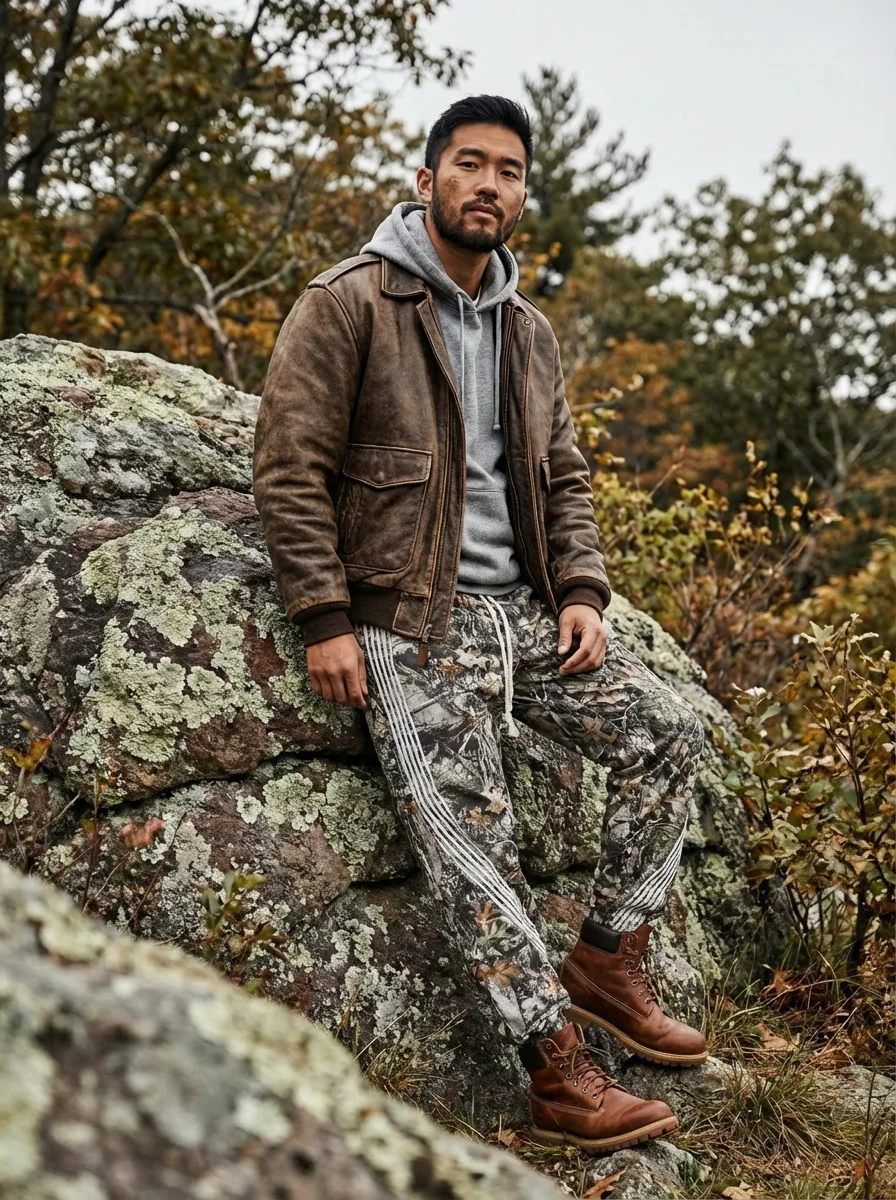 

American Style Men's Woodland Camo Uniform Pants, Baggy Trousers for Men, HighStreet Casual Man Sweatpants